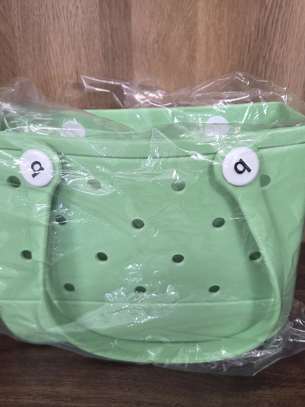 Kids Green Croc-Style Tote Bag with Button Accent